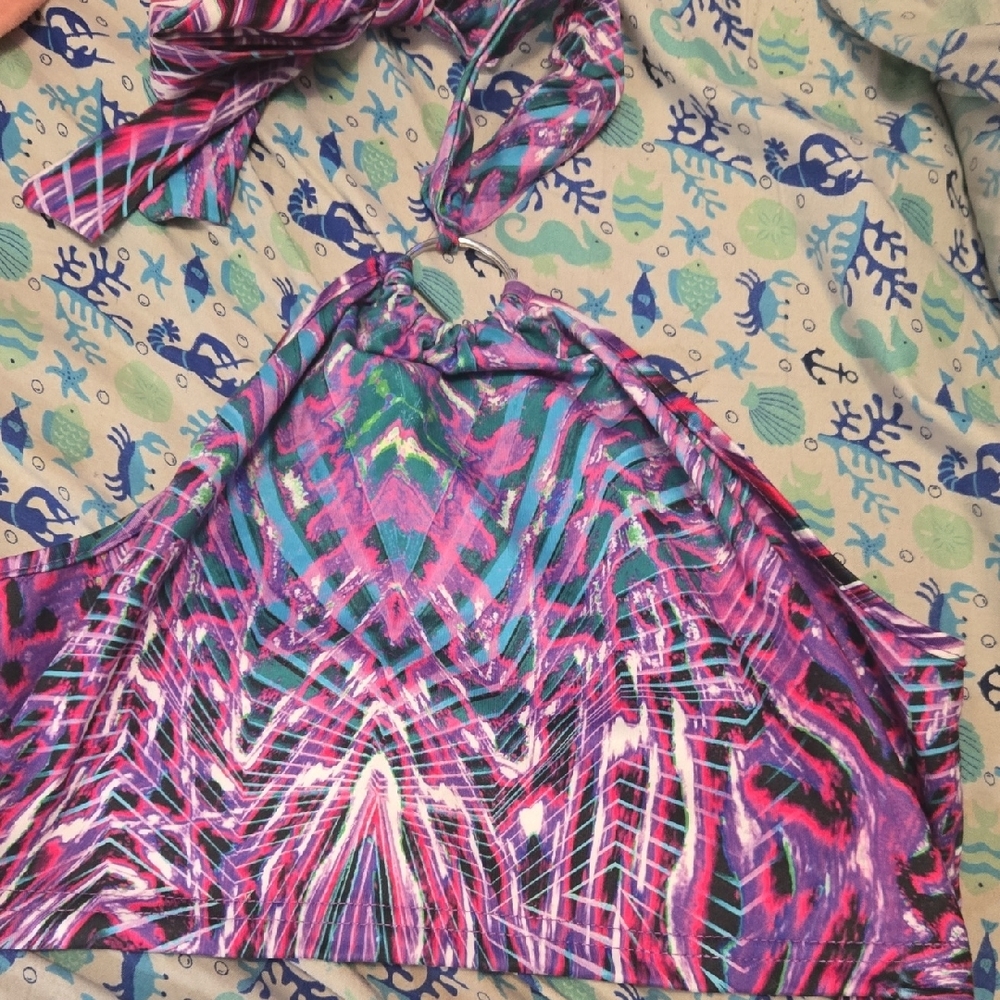 Purple and Pink Patterned Rave Outfit - Picture 2 of 2